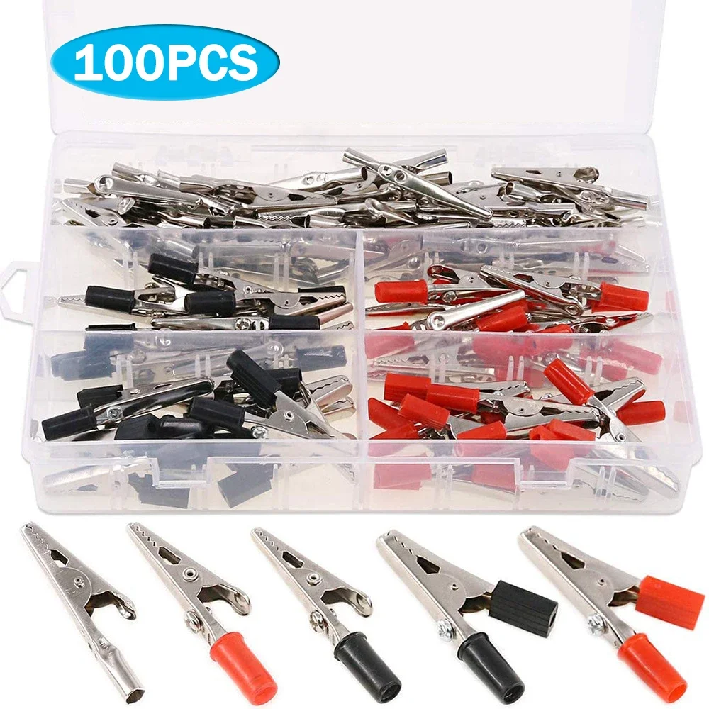 

100PCS Alligator Clips 5A 53mm Pinces Crocodile Clip Car Caravan Van Battery Test Clip Connector Plug Power Alligator Clip Clamp