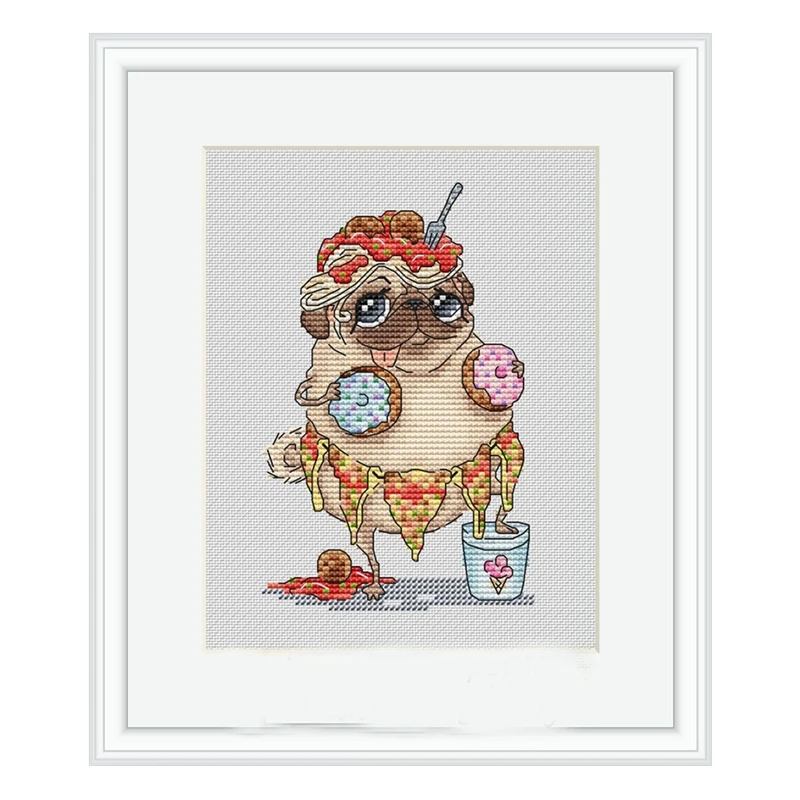 

The cross-stitch set "I Love Doughnuts" is available in 28ct, 18ct, 14ct and 11ct. You can choose from a hand-embroidered materi