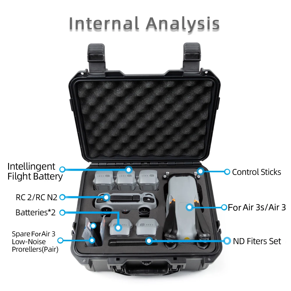 Explosion-proof Safety Box for DJI AIR 3/3S Storage Bag Water-proof Handbag Hard Shell Case Carrying Box For DJI RC 2/RC N2