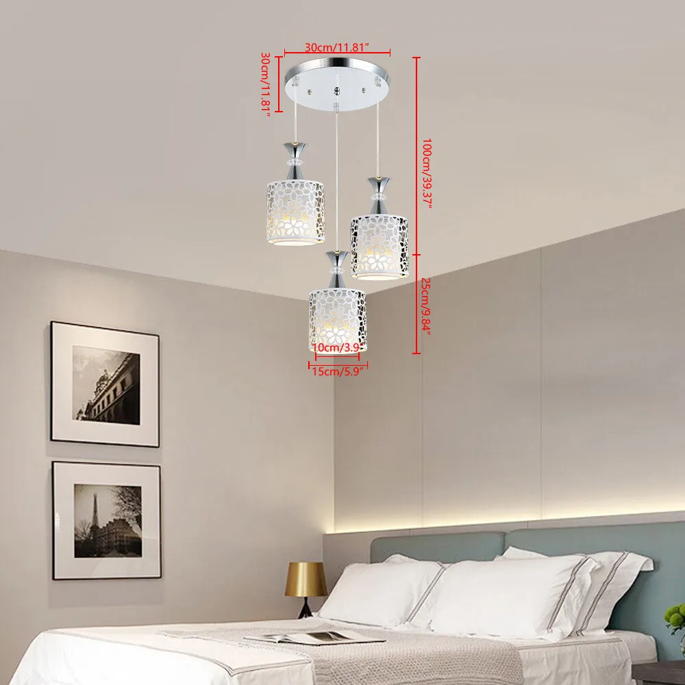 

Modern Chandelier 3-Head Ceiling Hanging Light Pendant Lamp Fixture Dining Room