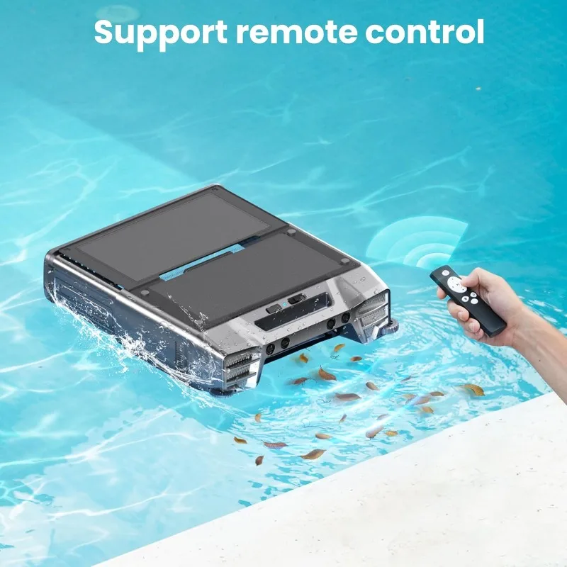 Ulepszony skimmer solarny do basenu 2025, robotyczny odkurzacz powierzchni basenu z pilotem - 24-godzinne czyszczenie