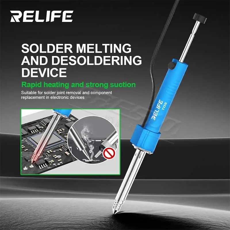

RELIFE TO5 Electric Solder Melting and Desoldering Sucker Rapid Heating One-handed Operation For Removal/Component Replacement