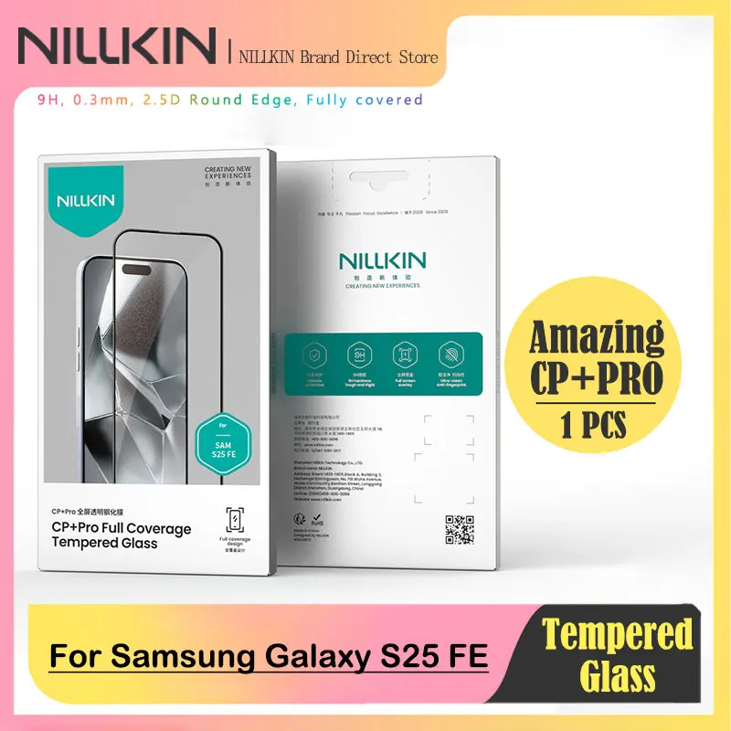 

Nillkin Tempered Glass Screen Protector for Samsung Galaxy S25FE, Anti-Fingerprint, Amazing CP + PRO, Anti-Explosion, 2.5D, 9H