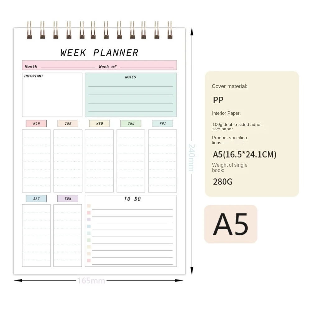 

Spiral Notepad To Do List Notebook Stationery Undated Schedule Book Delicate Plan Book Weekly Planner Notebook Daily Plan