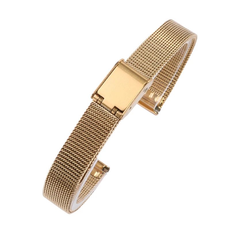 Small Size Stainless Steel Watch Band 6mm 8mm 10mm 12mm 14mm Ladies Stainless Steel Mesh Belt Watch Strap Ultra-thin Bracelets