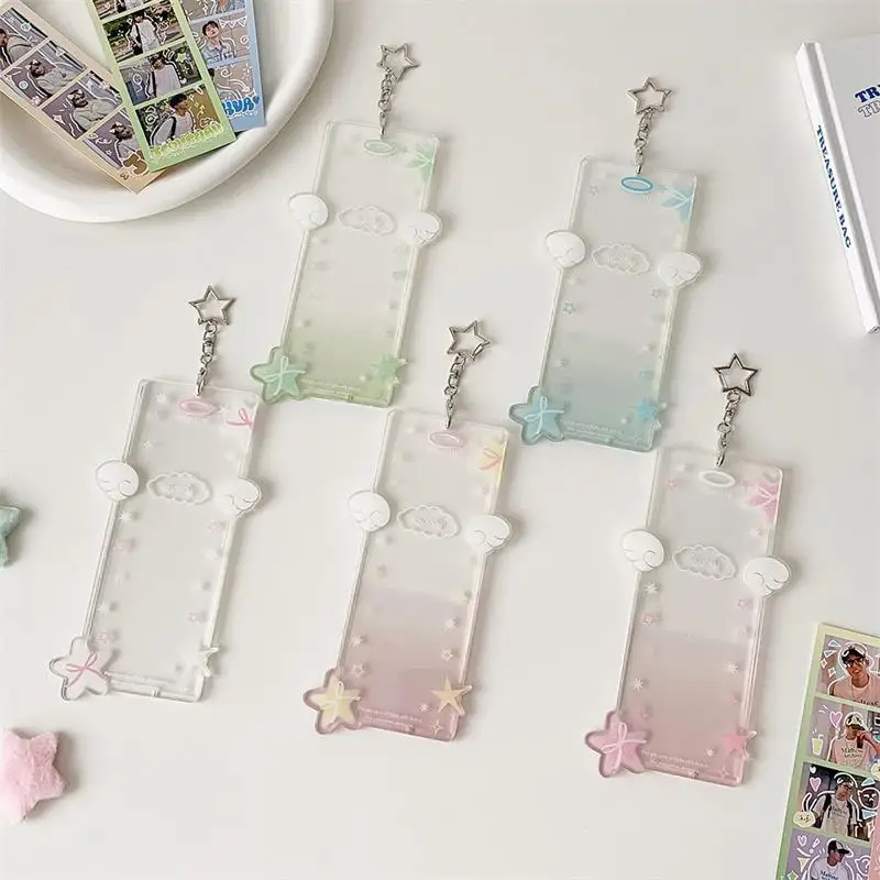 Cute Star Four-compartment Photocard Holder Acrylic Card Holder Idol Photo Storage Card Display Protect Pendant DIY Decor Gifts