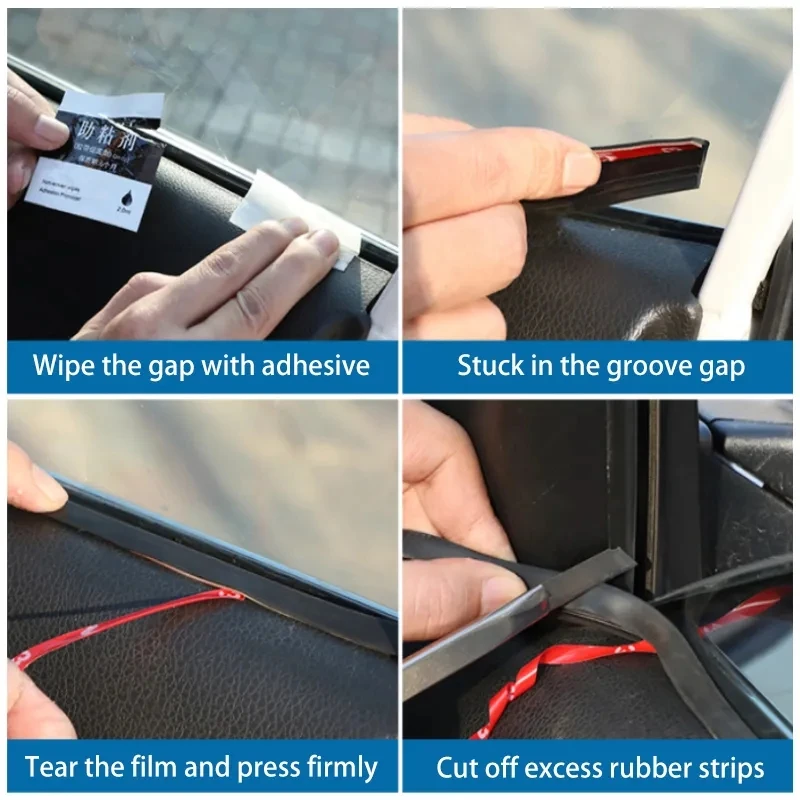 Car Window Seal Strip Rubber Auto Side Window Gap Filler Waterproof Windproof Noise Insulation 7-Shape Sealing Strips