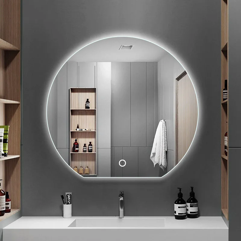 Touch Anti Bath Mirrors Bluetooth Nordic Illuminated Round Bath Mirrors Modern Style Shower Espejo Bathroom Supplies WW50BM