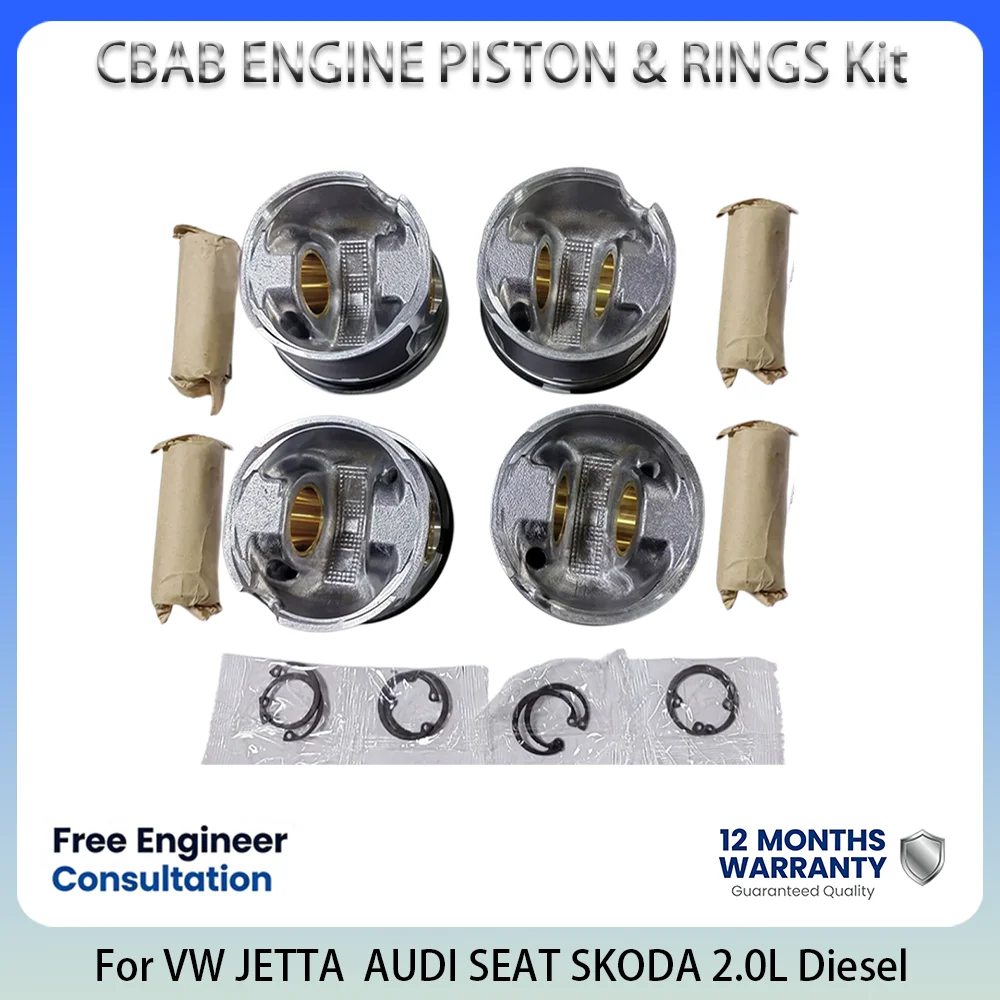 CBAB Engine Piston & Piston Ring set For VW JETTA  AUDI SEAT SKODA 2.0L 2.0 L T L4 Diesel 03L107065AD 03-19 MULTIVAN PASSAT GOLF