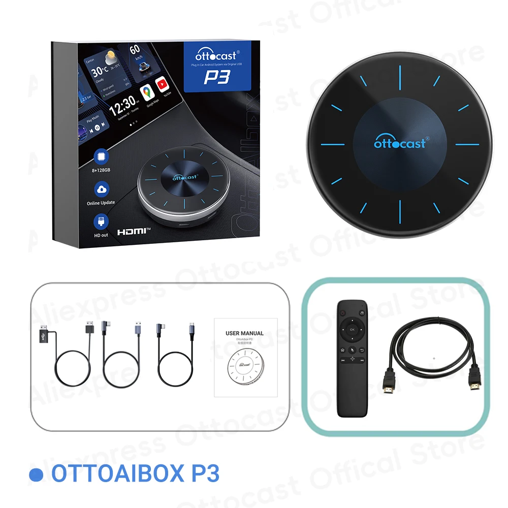 Ottocast P3 of P3 PRO AI Box Draadloze CarPlay Android Auto TV Smart Box 2026 Nieuwe Ottoaibox voor Nissan Toyota Ford Cadillac Buick