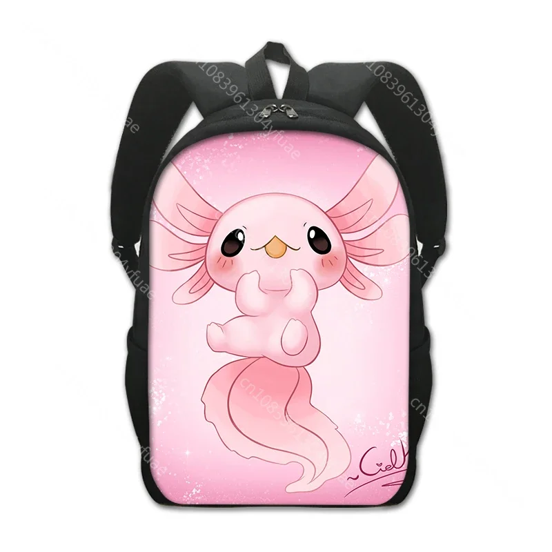 Sakura Axolotl School Backpack for Girls Boys Bookbag Large Capacity School Bag for Teenager Middle School Student Elementary