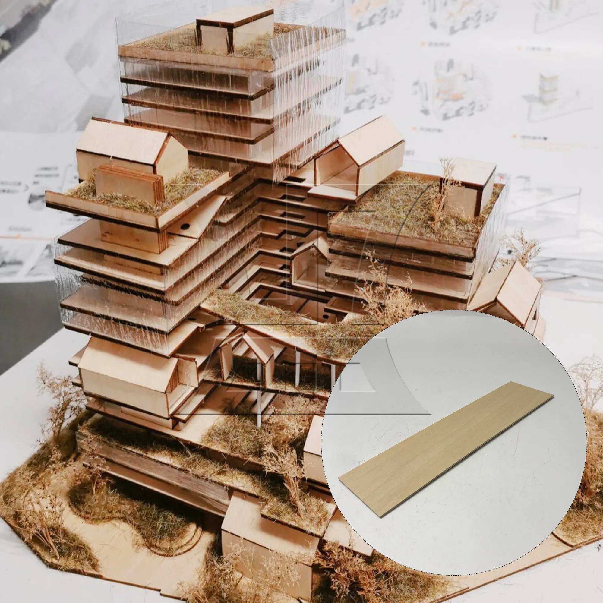 

1pc Wood Craft Sheet 50 x 200 x 1.5mm Handmade Diy Architectural Model Materials