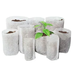 100pcs Biodegradable Nursery Bag Plant Grow Bag Non-woven Fabric Plant Grow Breeding Bags Nursery Bags Pots For Home Garden