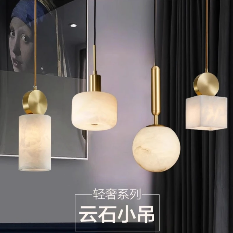 

Цельномедная мраморная люстра в современном минималистичном стиле для прихожей, бара, лестницы, прикроватной зоны, столовой, небольшая люстра с одной лампой