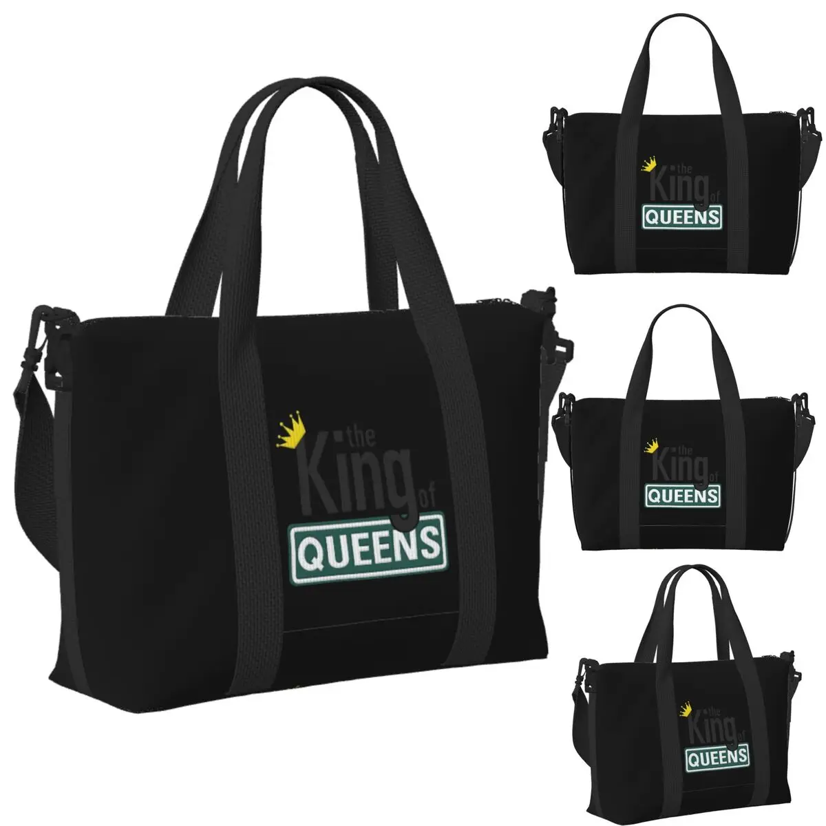 

Custom The King Of Queens Beach Travel Bag Large Capacity Tote Bags for Gym Yoga Women Shopping Duffle Shoulder Bag