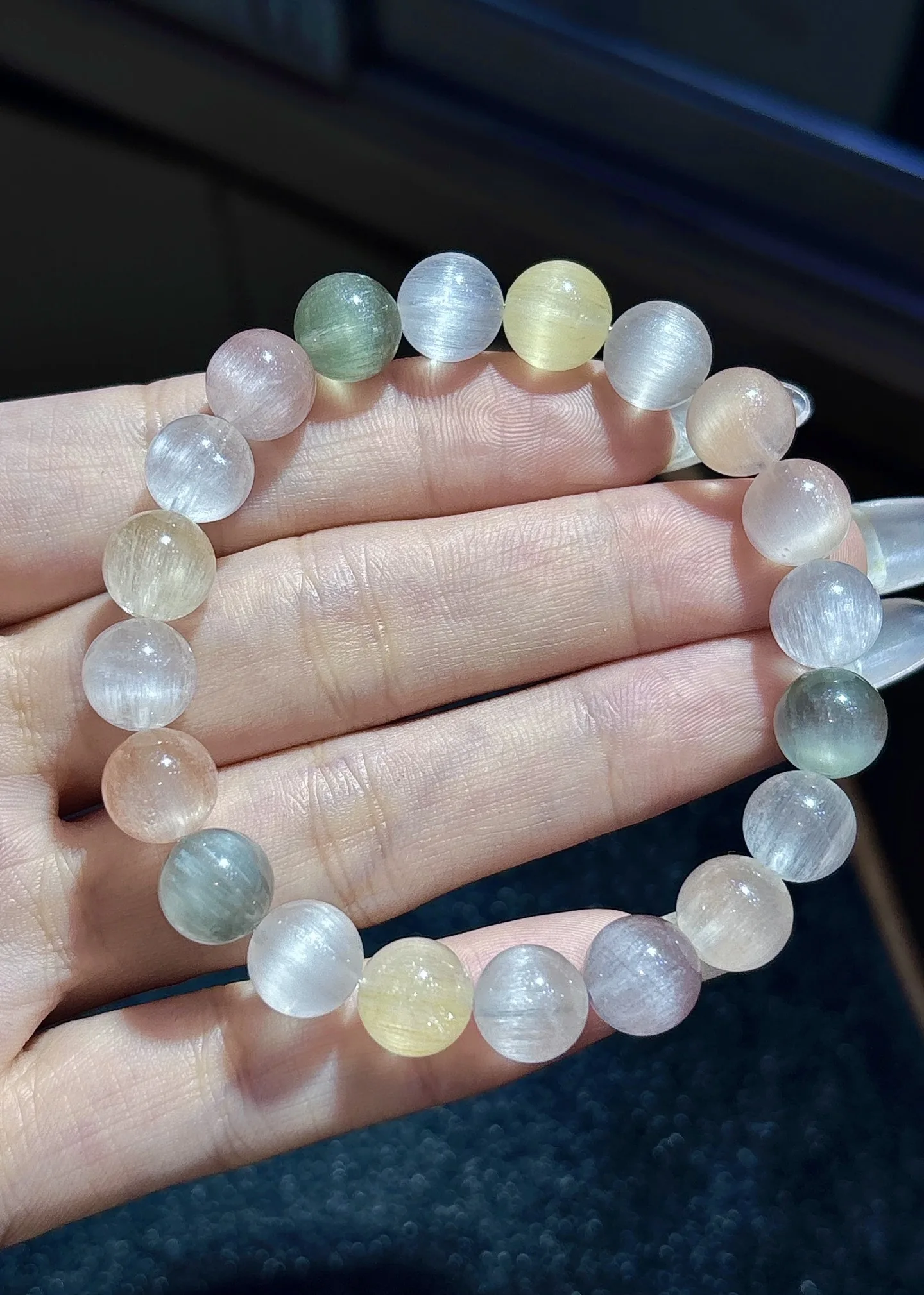 

Natural Colorful Rutilated Quartz Bracelet 9.8mm SIlver Copper Gold Rutilated Crystal Clear Round Beads Women Man Bracelet AAAAA