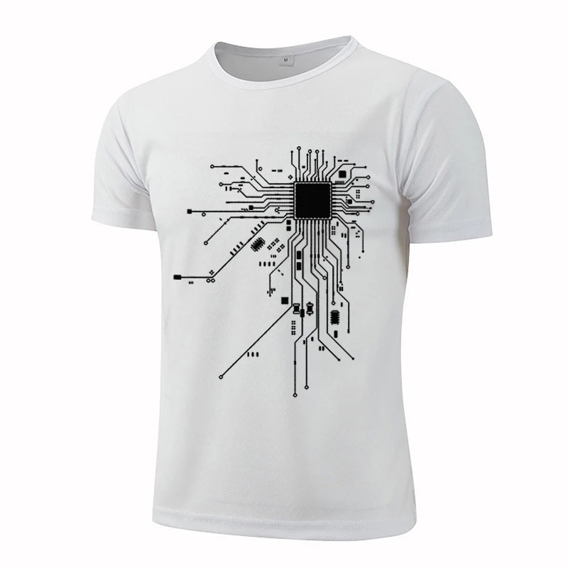 

CPU Processor Circuit Diagram T Shirt Men Summer Fibre T-shirt Men's Funny Tops Fashion Tees Homme Brand Unisex Clothes C99