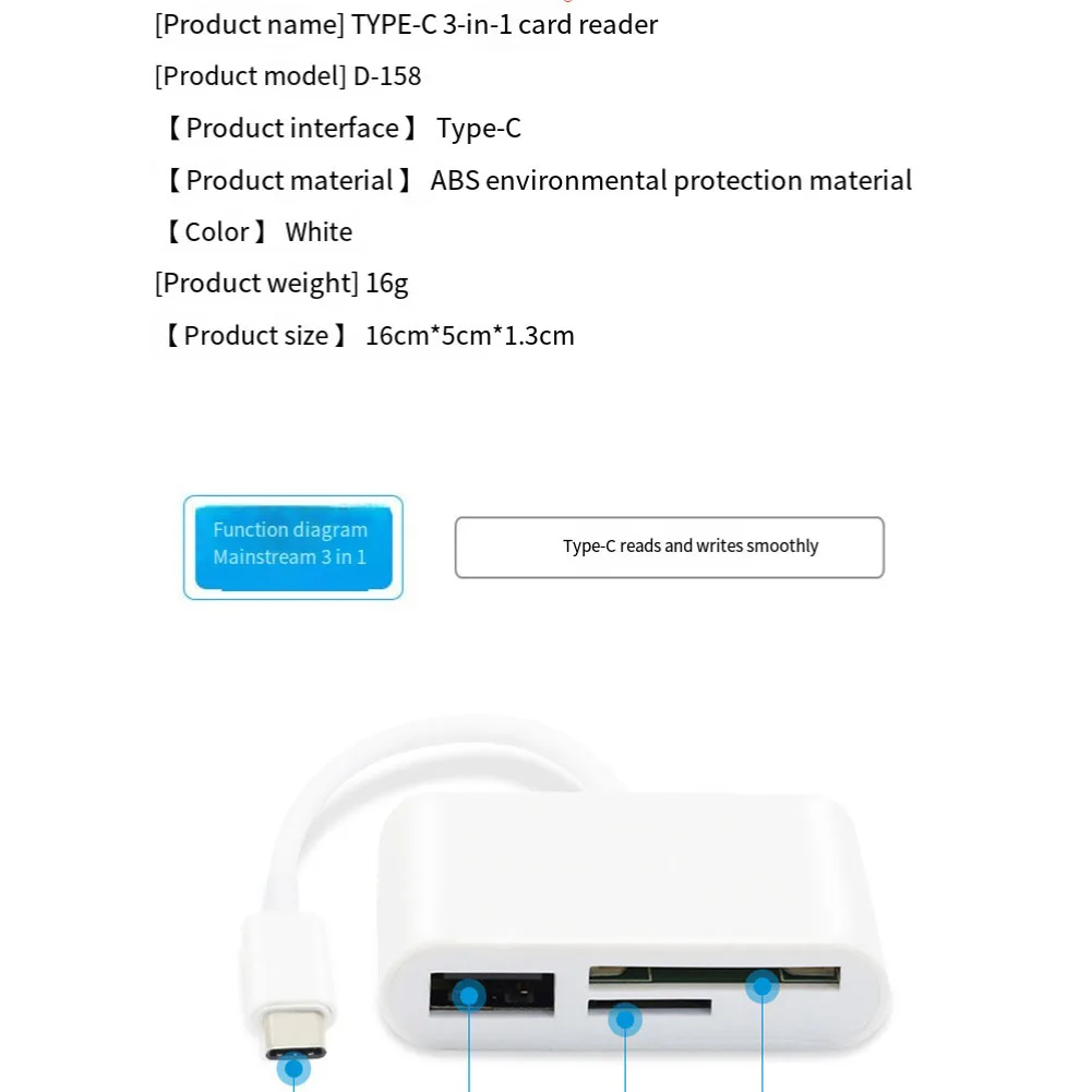 Multifunctional Type-C Adapter TF For CF For SD Memory Card Reader For IPad Pro Card Connector Type-C Adapter Portable Accessory