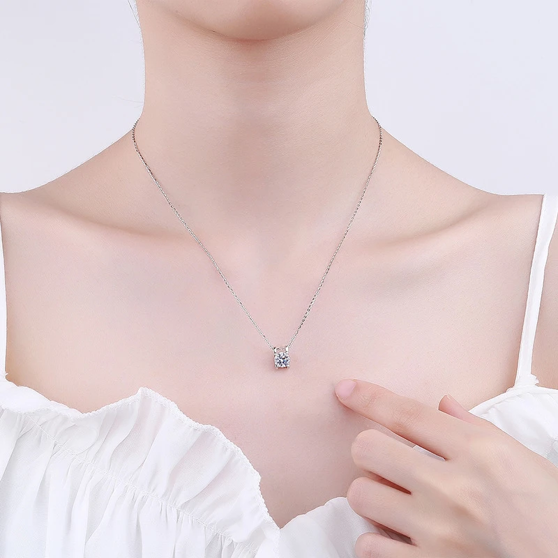 100% Real D Color Moissanite Pendant Necklace GRA Certificate for Women Wedding Bridal S925 Sterling Silver Fine Jewelry