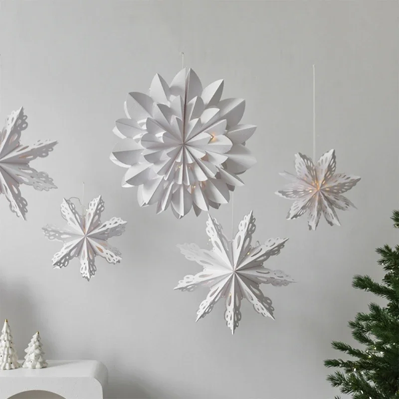 Christmas Decoration Paper Snowflake Distinctive White Paper Snowflake Lights Decoration for Holiday Window Charm