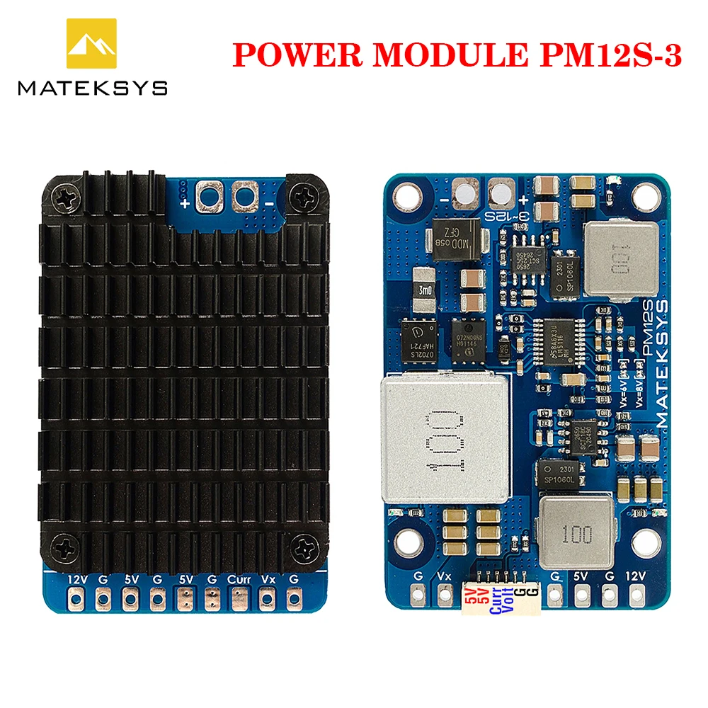 MATEKSYS PM12S-3 Power Module 3-12S LIPO 5V 9V VX BEC With HeatSink for RC FPV Multirotor Fixed-Wing Airplane Cinelifter Drone