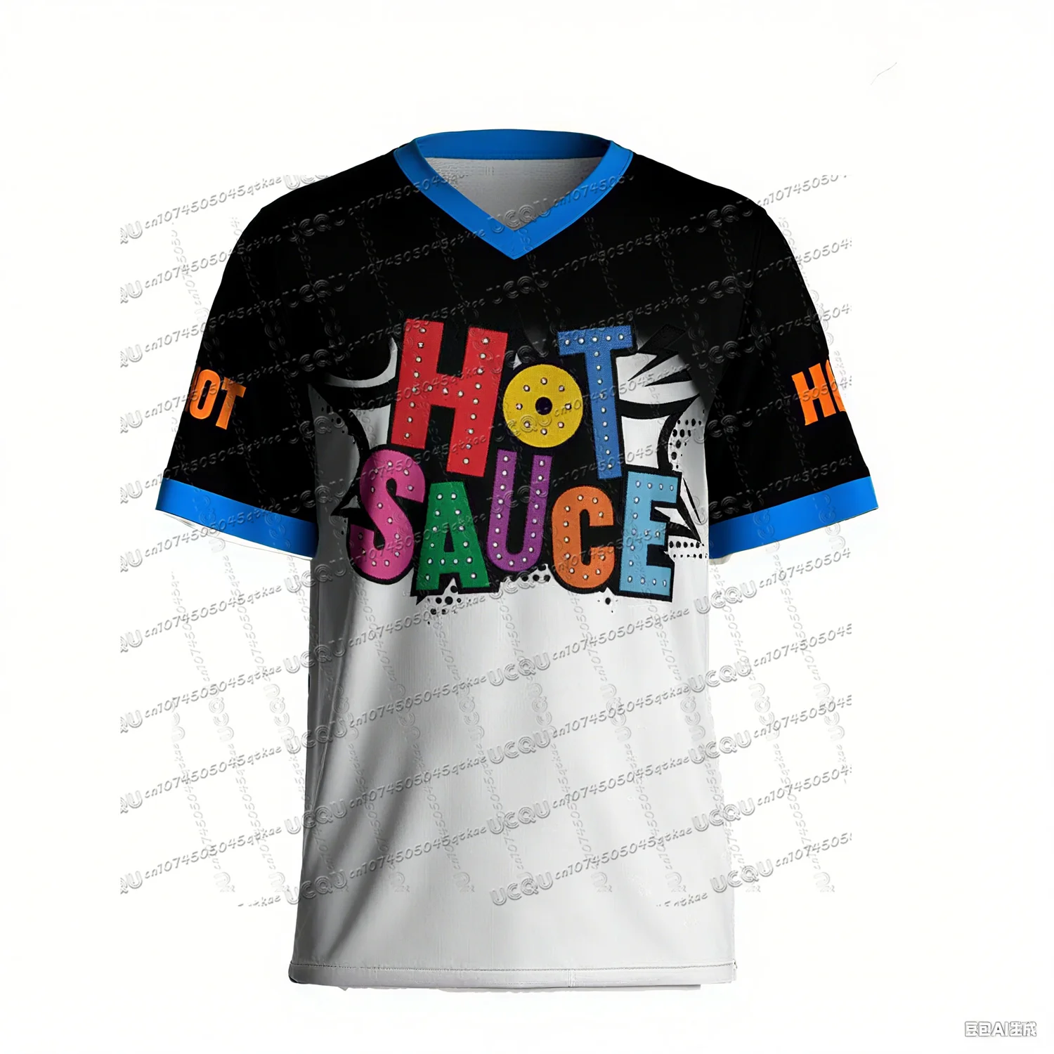Koreaanse populaire idoolconcert hete saus mode jersey T-shirt v-hals contrast streetwear zomer dames casual tee paar top