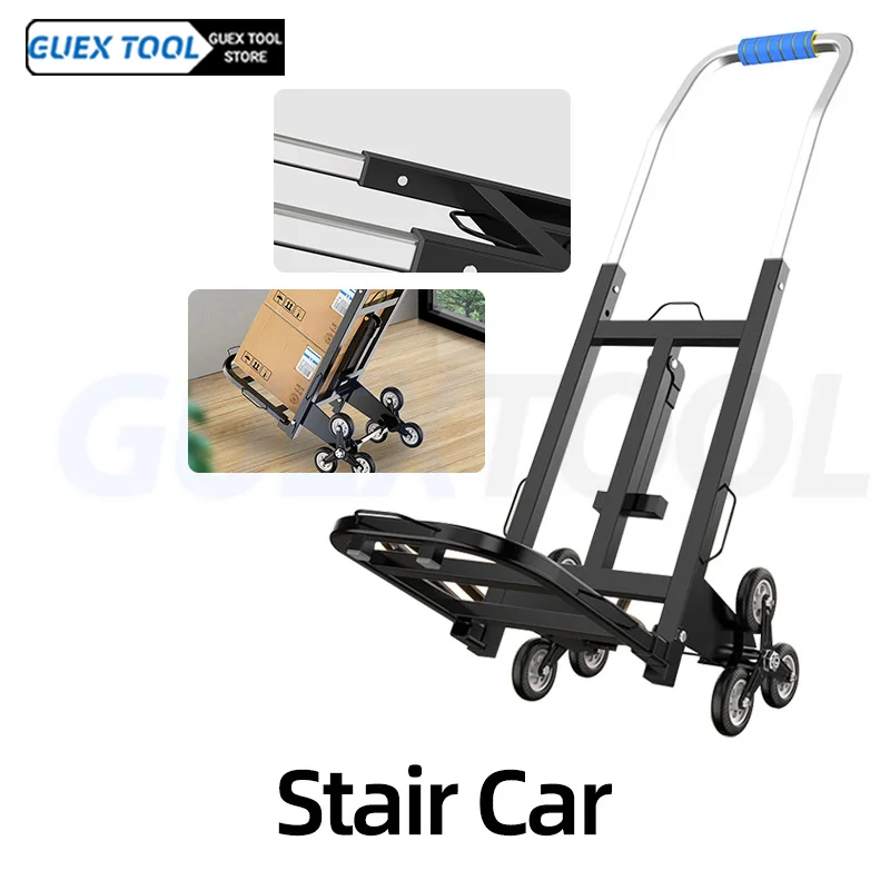 Chariot à main pliant portable, traction de marchandises à l'étage, transport des escaliers d'escalade, chargement par Dieu, roi, petite remorque, 80kg
