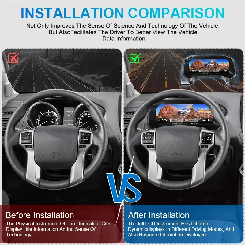 

Digital Dashboard For Toyota Prado 2010-2023 LCD Cockpit SpeedMeter Dash Screen LINUX Instrument Panel Unit