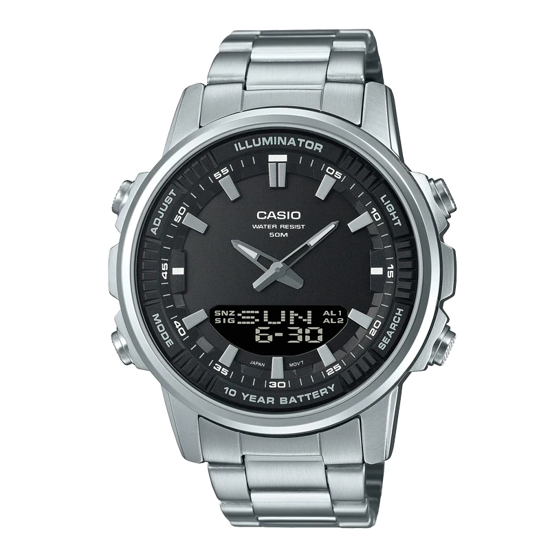 Casio AMW-880D Series | Analog-Digital Watch | Telememo 30 | World Time | Stopwatch | 10Y Battery | LED Light | 50M Waterproof