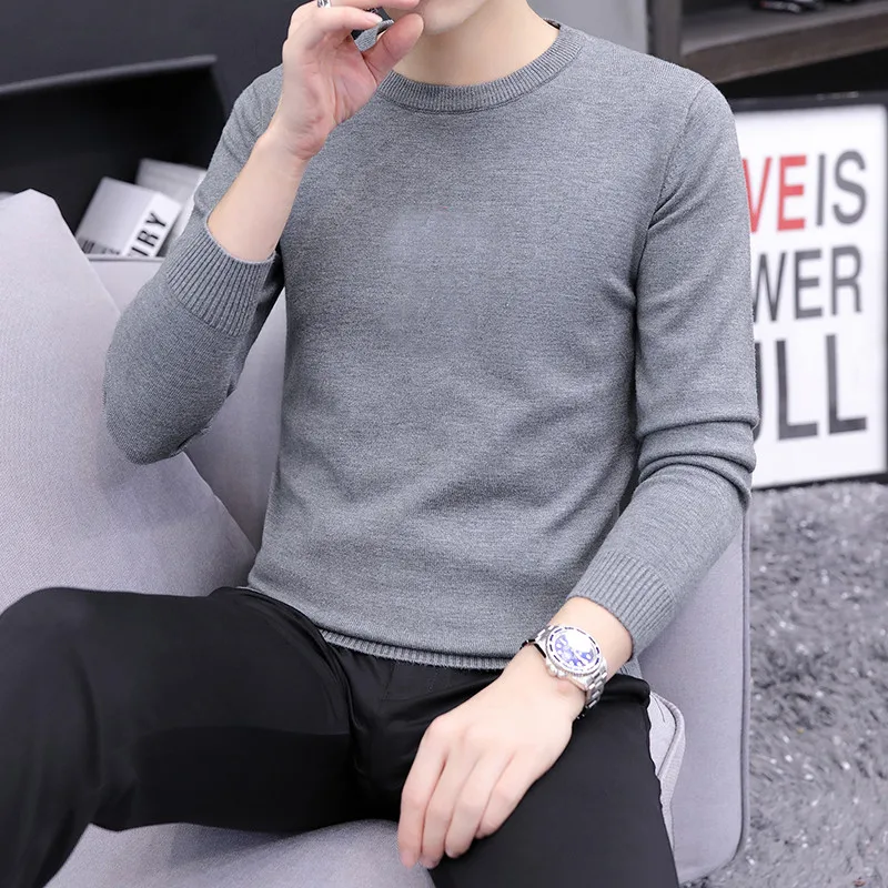 

Мужской круглый трикотаж Ne, повседневная удобная внутренняя одежда, молодежный однотонный свитер, дышащий длинный свек, осень-зима