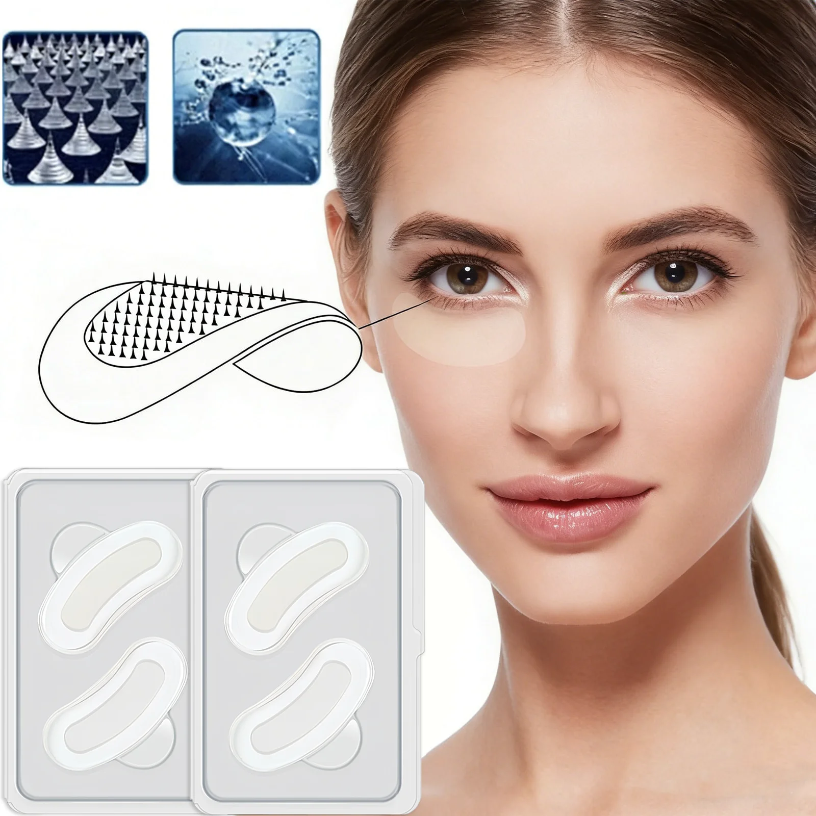4/2 Pieces of Hyaluronic Acid Microneedle Eye Mask Containing Retinol, Deep Moisturizing, Firming, and Microneedle Patch