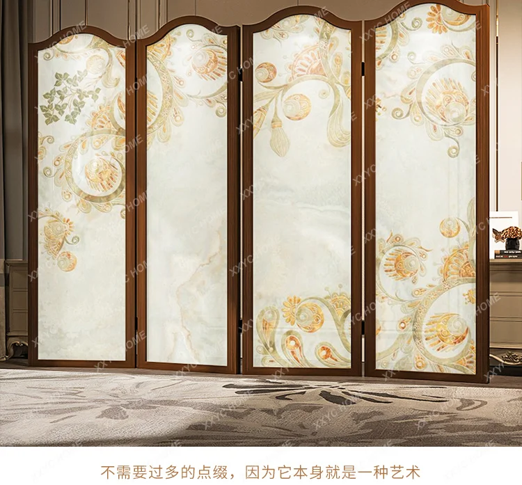 L   folding movable screen partition living room entrance hotel lobby block solid wood folding screen flowers