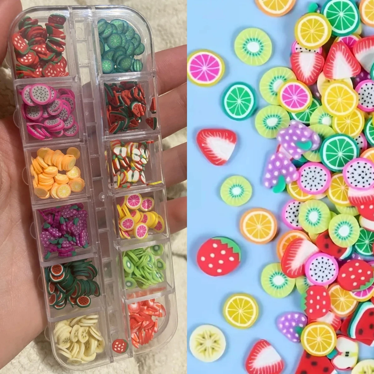 Fruit Soft Nail Clay Flakes/Strawberry/Watermelon/Lemon Slime Charms 3D Polymer Accessories For Crafts Making Nail Art Supplies*