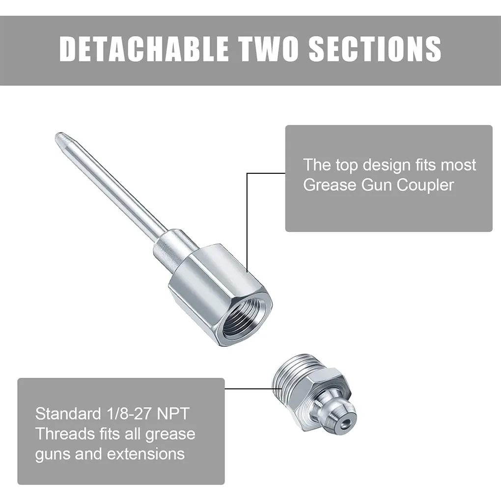 18 Inch Grease Needle - Ensures Precise Grease Application This Needle Air Nozzle Easily Reaches Deep Hole Locations Silver