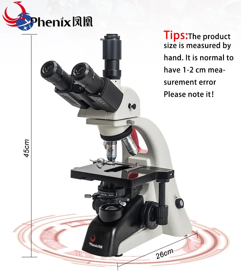 Phenix PH100 40X-1600X professional dark field achromatic LED Light binocular medical laboratory biological microscope