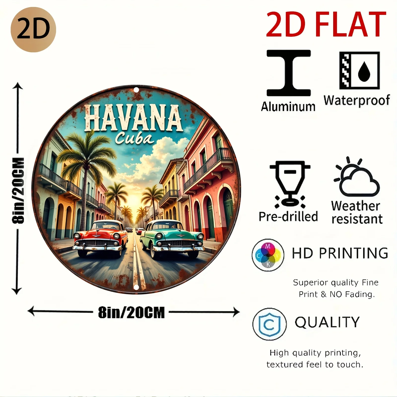 Vintage Havana Cuba Street View Metal Tin Sign Wall Art Decor - view 2