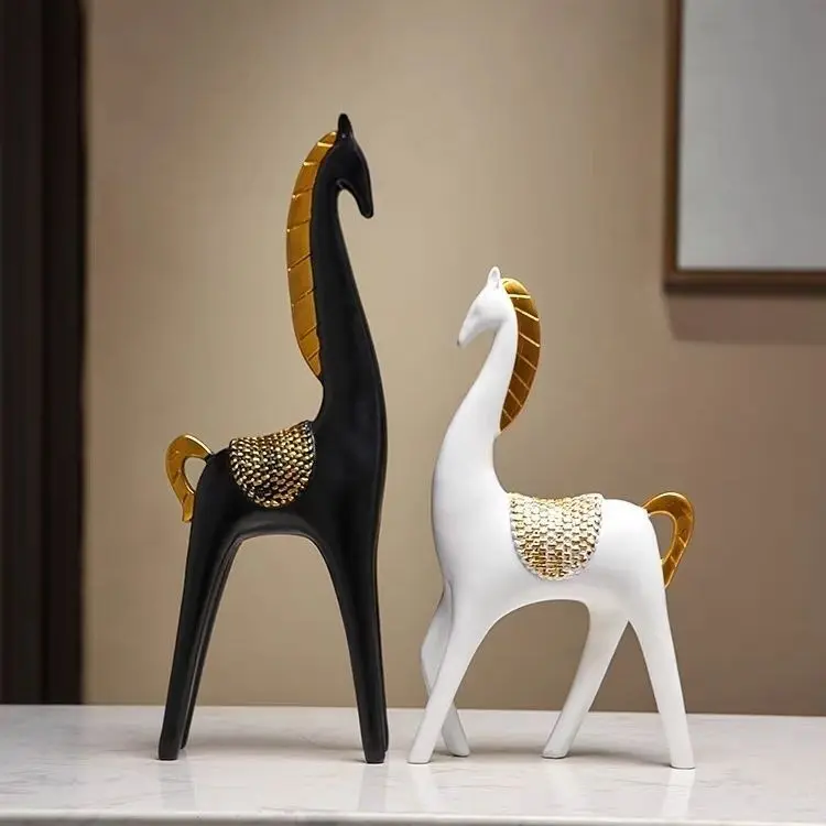 2025 New European Style Steady Progress Fortune Horse Resin Craft Living Room TV Cabinet Decorative Ornament