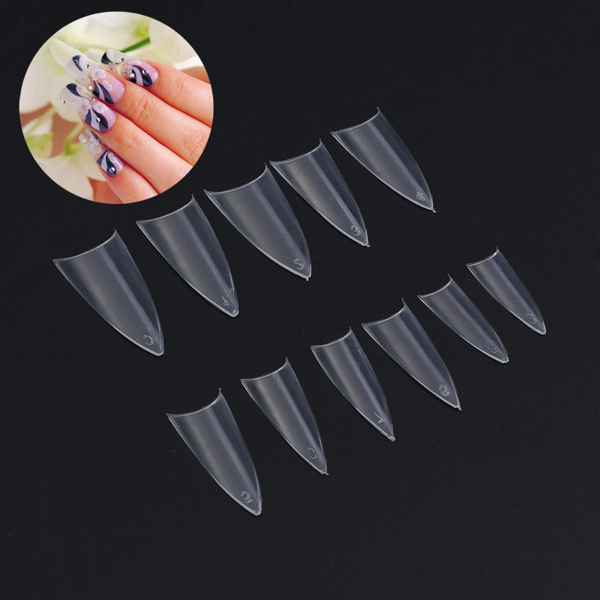 

500pcs Artificial Nails Transparent Tips False Almond Nail Case Stylish Safe Transparent Nails Tips Non Toxic