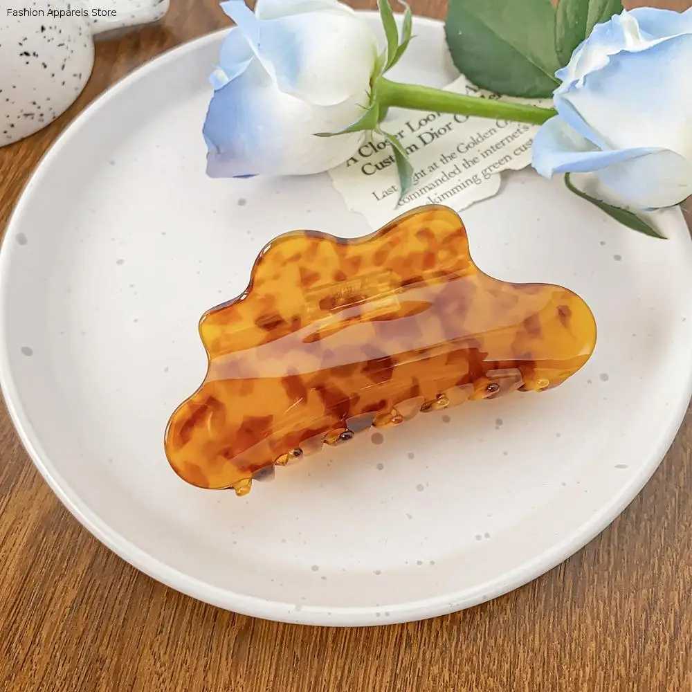 

Solid Color Fresh Acetate Hair Claw Hair Clip Shark Clip Cloud Shape Shark Clip Leopard Printing Hairpin Tortoiseshell Hair Claw