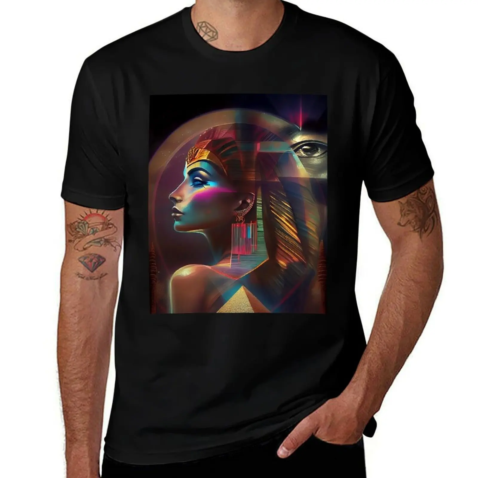 Rainbow Isis Egyptian Goddess Pyramid Print T-Shirt graphic tee shirt man t shirt summer clothes slim fit t shirts for men