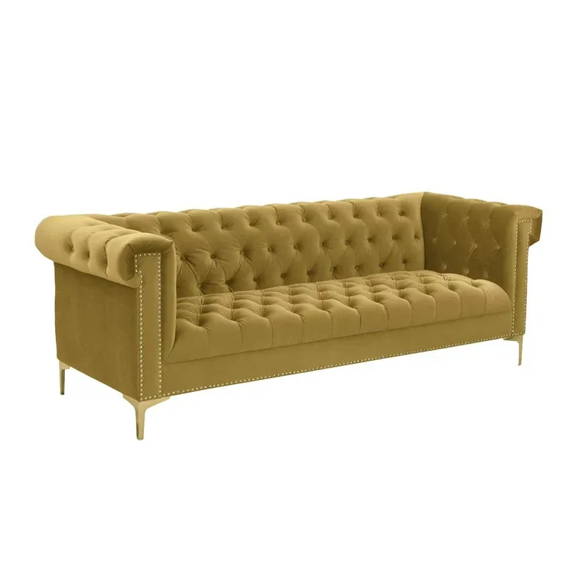 

American fabric pull buckle three-person sofa furniture living room soft bag single double three-person sofa hotel KTV sofa