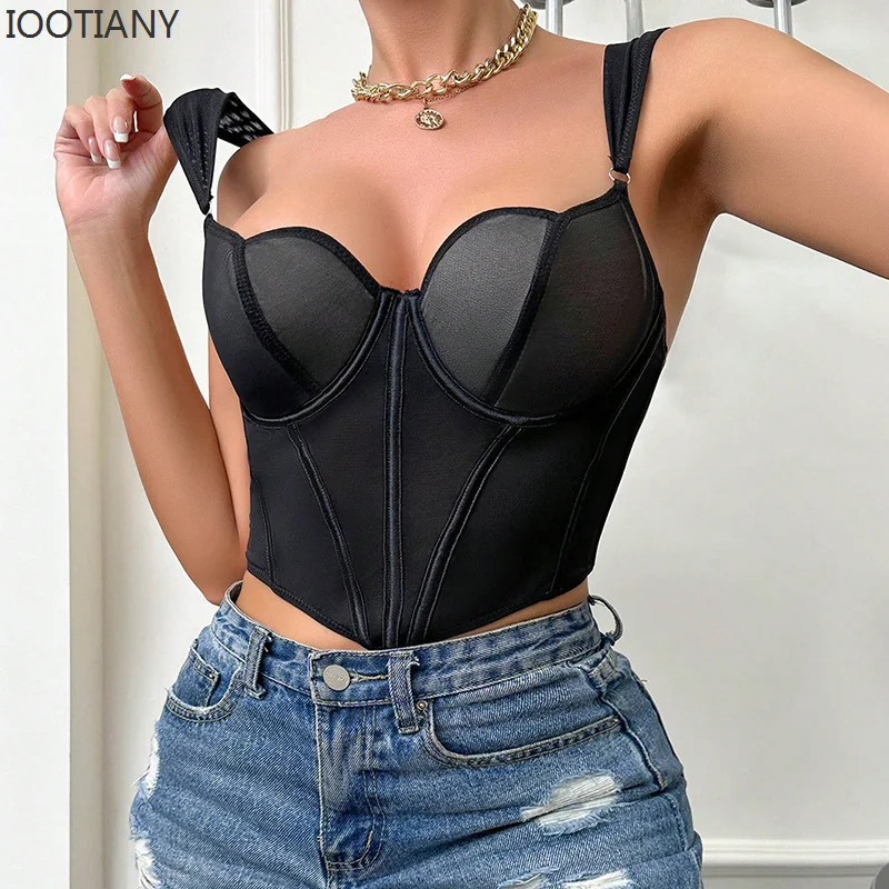 

IOOTIANY New Hot Fishbone Shaper Bralette Ladies French Elasticity Gauze Vest Underwear Women Sexy Push Up Bra Lingerie