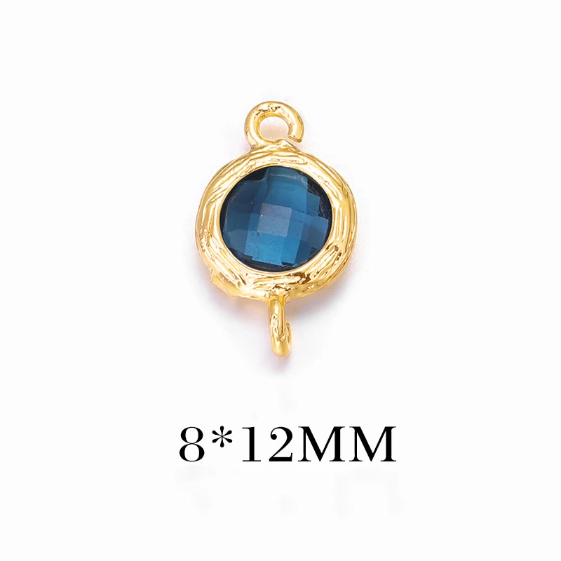 (1695)4PCS 8x12MM 24K Gold Color Brass with Round Colourful Glass Beads 2 holes Connect Charms Hight Quality Jewelry Accessories