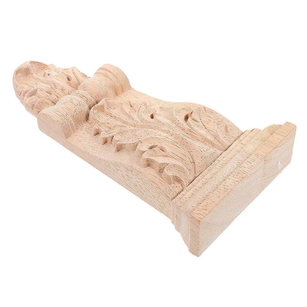 

2Pcs Solid Wood Corbels European Style Decorative Shelf Brackets Unfinished Wood Carved Floating Wall Shelf Corner Moulding Trim