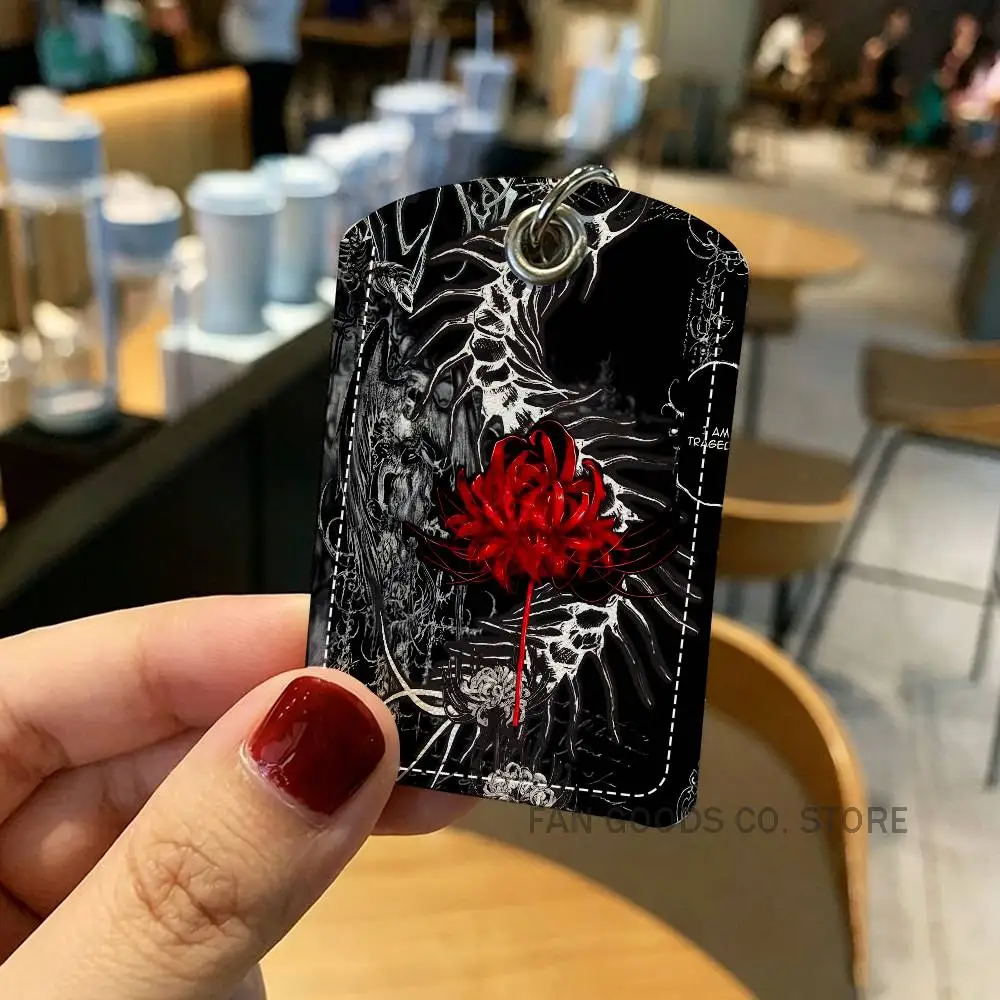Japan T-Tokyo Red Spider Lily G-Ghoul Holder Keychain Air Tag Bank Business Work Card Holder Student Card Protective Bus Card view 4