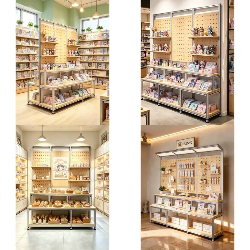 Aluminum Profile Birch Marine Plywood Multi-Tier Display Rack Shelving Unit Modern Minimalist LM-85 Commercial Bookshelf
