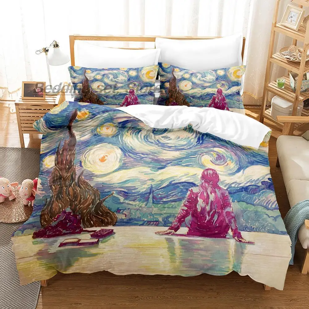2/3pcs bedding set Digital Print Comfortable Duvet Cover for Home Bedroom Decoration, 1 Duvet Cover and 2pillowcase with Zippers