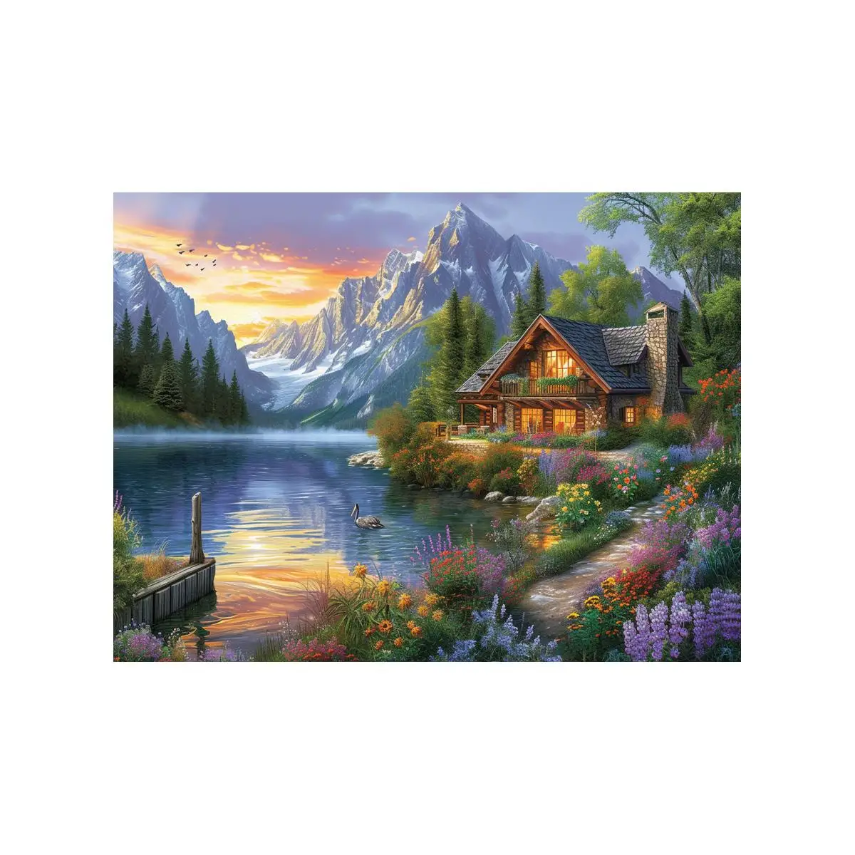 ThreadLux Counted Cross Stitch Kit 30x40cm/11.8x15.7in Easy-to-Follow Holiday Gift Family Decorative Cross-Stitching Set