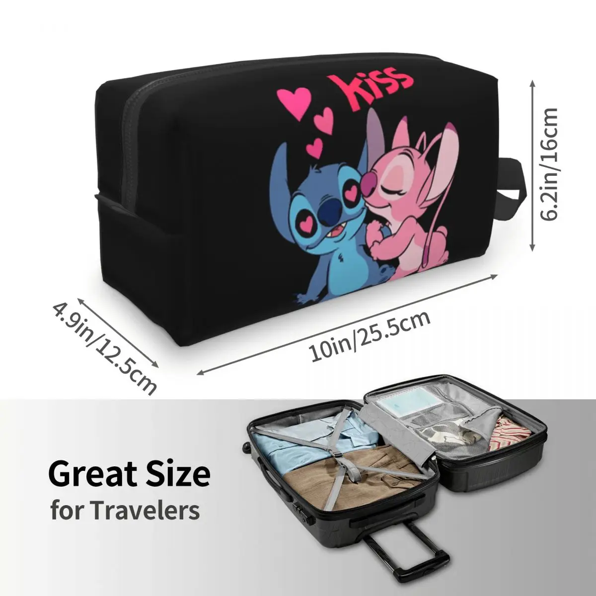 Custom Travel Stitch Lion Cute Toiletry Bag Fashion Disney Movie Cosmetic Makeup Organizer Women Beauty Storage Dopp Kit Case