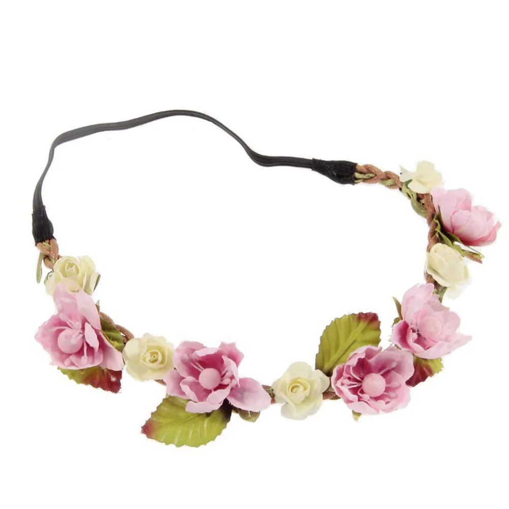 

6 шт. Детские эластичные мягкие регулируемые повязки на голову с цветочным узором, имитация цветов, для вечеринок, свадеб, праздников